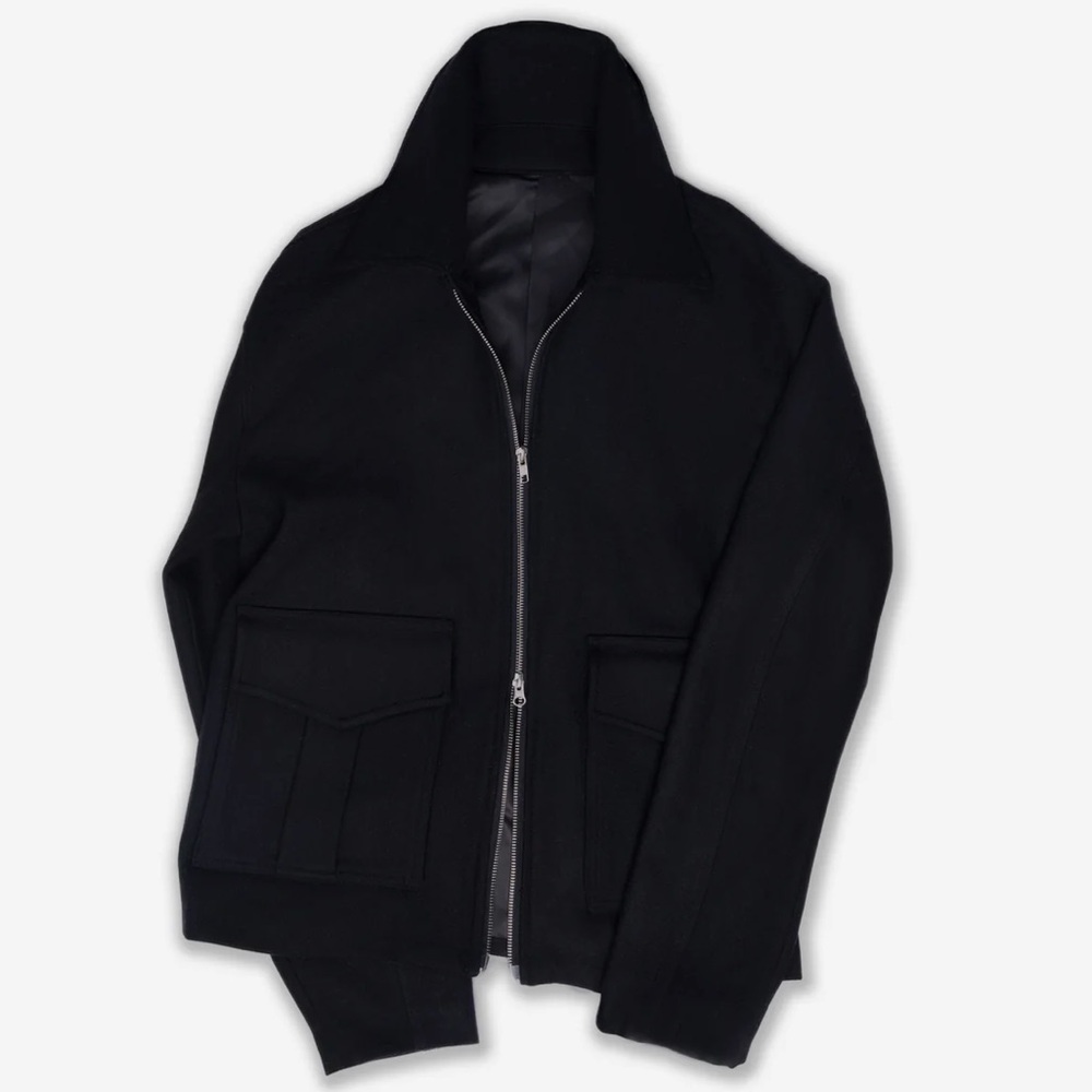Black Zip-Up Jacket Wool